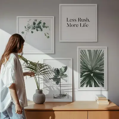 Sada obrazů Moderní minimalismus se zelenými rostlinami