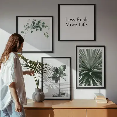 Sada obrazů Moderní minimalismus se zelenými rostlinami