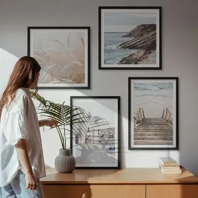 Dekorativní sada obrazů mořská architektura Santorini