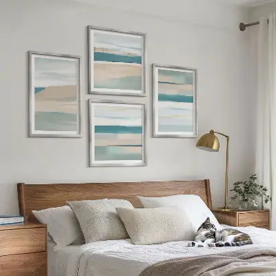 Abstraktní modré krajiny moderní sada obrazů