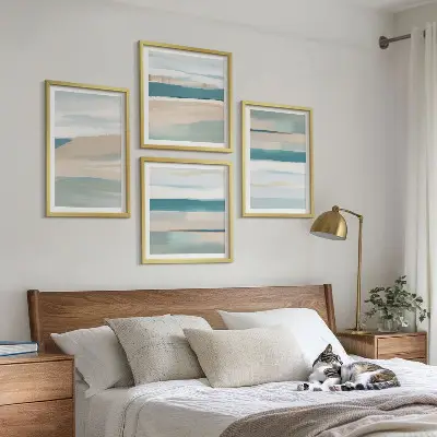 Abstraktní modré krajiny moderní sada obrazů