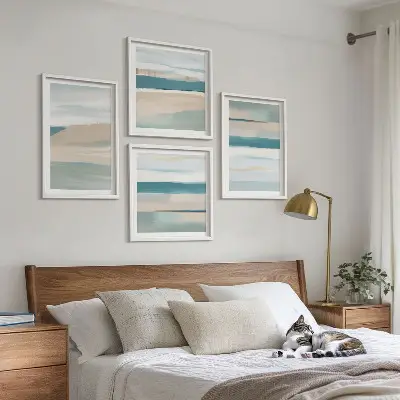 Abstraktní modré krajiny moderní sada obrazů
