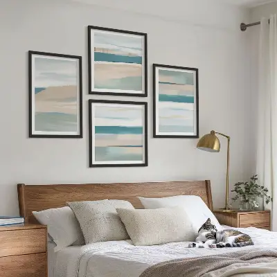 Abstraktní modré krajiny moderní sada obrazů