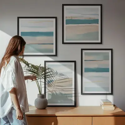 Abstraktní modré krajiny moderní sada obrazů