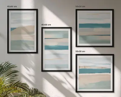 Abstraktní modré krajiny moderní sada obrazů