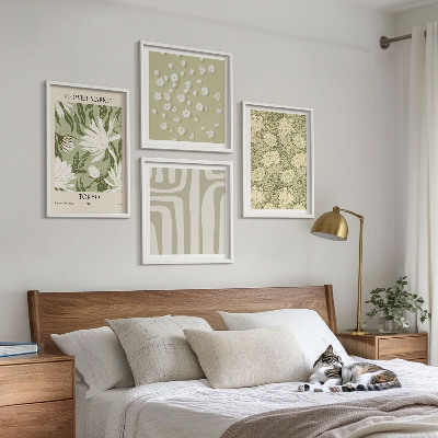 Moderní sada obrazů Boho rostlinné pastelové kompozice