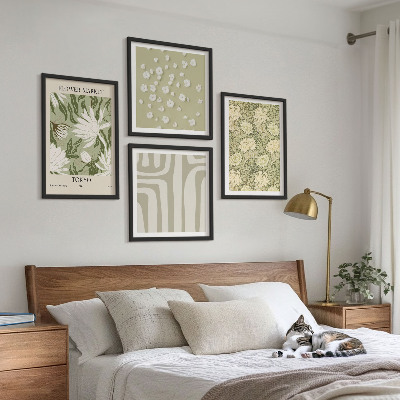 Moderní sada obrazů Boho rostlinné pastelové kompozice
