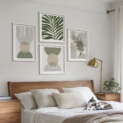 Dekorativní sada obrazů Abstraktní listí v boho stylu