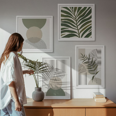 Dekorativní sada obrazů Abstraktní listí v boho stylu