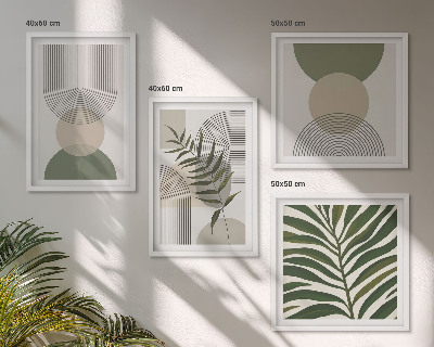 Dekorativní sada obrazů Abstraktní listí v boho stylu
