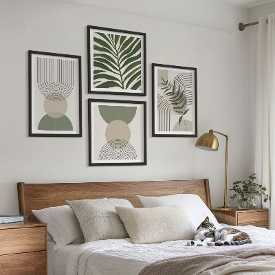 Dekorativní sada obrazů Abstraktní listí v boho stylu