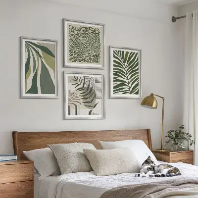 Dekorativní sada obrazů pastelová ilustrace listů vlny