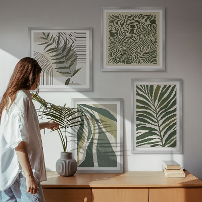 Dekorativní sada obrazů Listy vlny pastelové ilustrace