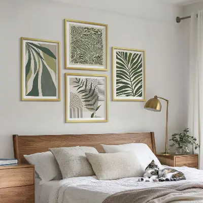 Dekorativní sada obrazů pastelová ilustrace listů vlny