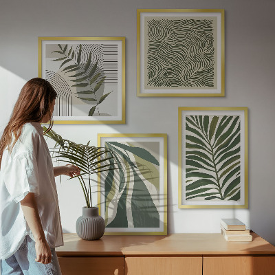 Dekorativní sada obrazů Listy vlny pastelové ilustrace
