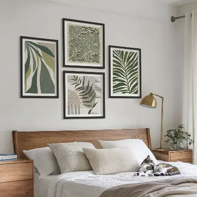 Dekorativní sada obrazů pastelová ilustrace listů vlny