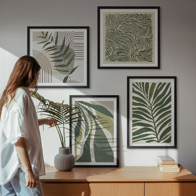 Dekorativní sada obrazů Listy vlny pastelové ilustrace