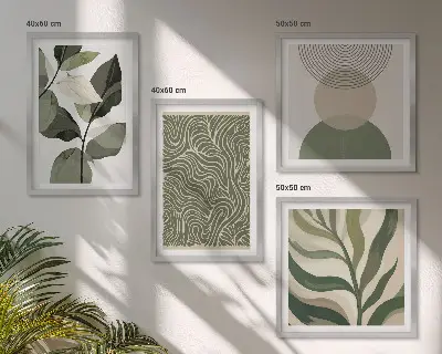 Moderní sada obrazů s abstraktními geometrickými tvary listů
