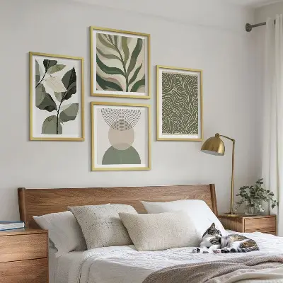Moderní sada obrazů s abstraktními geometrickými tvary listů