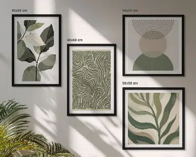 Moderní sada obrazů s abstraktními geometrickými tvary listů
