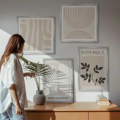 Moderní sada obrazů boho plakáty s jemnými rostlinami