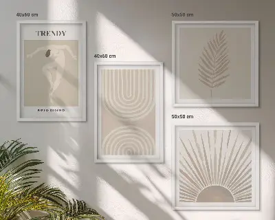 Sada abstraktních plakátů v moderním boho stylu s pastelovými barvami