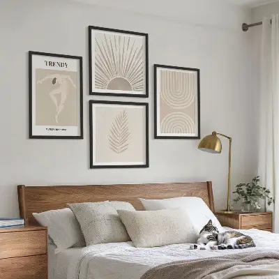 Sada abstraktních plakátů v moderním boho stylu s pastelovými barvami