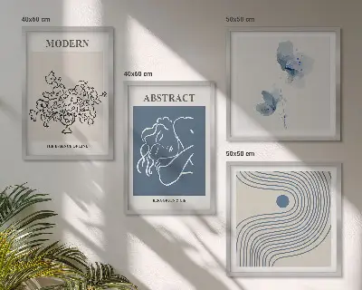 Dekorativní sada obrazů abstraktní plakáty s květinovými linkami