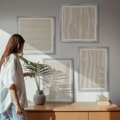 Moderní sada obrazů s abstraktními boho vzory a tvary