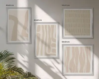 Moderní sada obrazů s abstraktními boho vzory a tvary