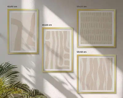 Moderní sada obrazů s abstraktními boho vzory a tvary