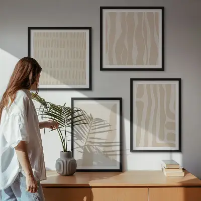 Moderní sada obrazů s abstraktními boho vzory a tvary