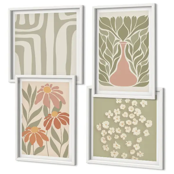 Dekorativní sada obrazů květinový minimalistický boho styl