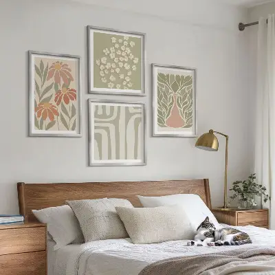 Dekorativní sada obrazů květinový minimalistický boho styl