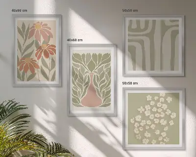 Dekorativní sada obrazů květinový minimalistický boho styl