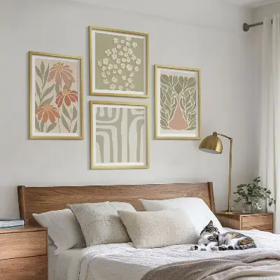 Dekorativní sada obrazů květinový minimalistický boho styl