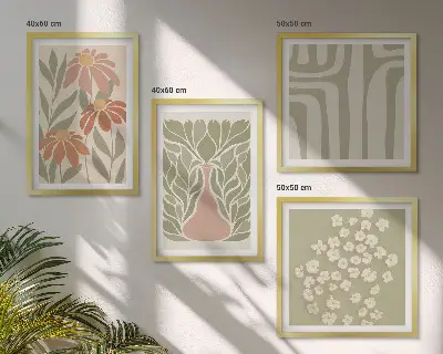 Dekorativní sada obrazů květinový minimalistický boho styl