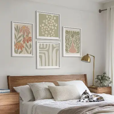Dekorativní sada obrazů květinový minimalistický boho styl