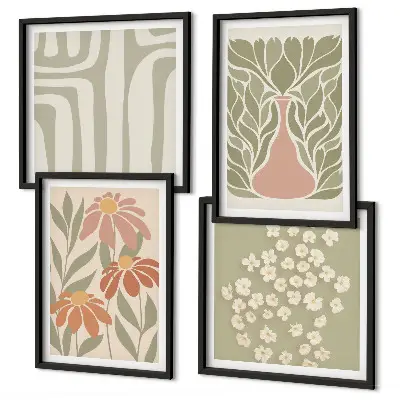 Dekorativní sada obrazů květinový minimalistický boho styl