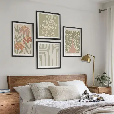 Dekorativní sada obrazů květinový minimalistický boho styl