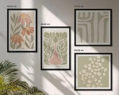 Dekorativní sada obrazů květinový minimalistický boho styl
