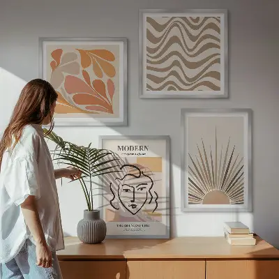 Moderní sada obrazů slunce s boho pastelovými tvary