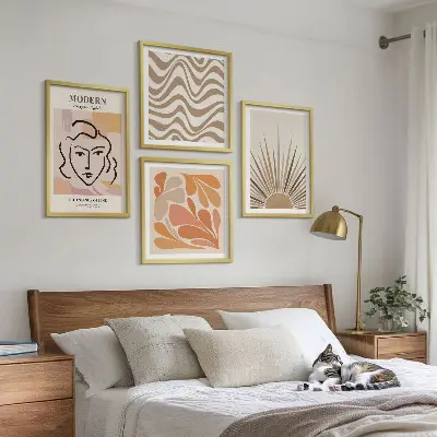 Moderní sada obrazů slunce s boho pastelovými tvary