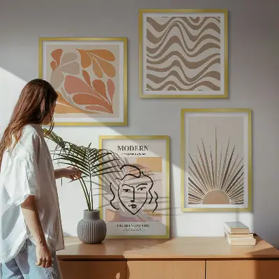 Moderní sada obrazů slunce s boho pastelovými tvary