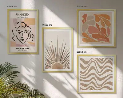 Moderní sada obrazů slunce s boho pastelovými tvary