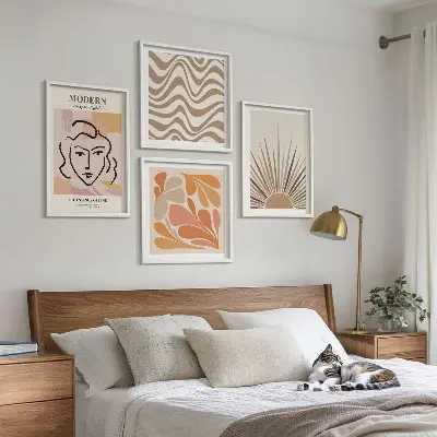 Moderní sada obrazů slunce s boho pastelovými tvary