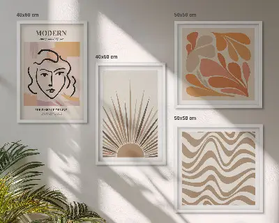 Moderní sada obrazů slunce s boho pastelovými tvary