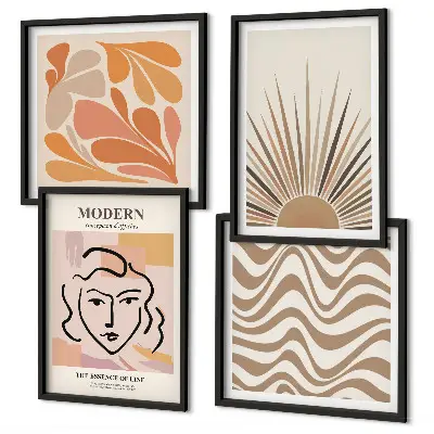 Moderní sada obrazů slunce s boho pastelovými tvary