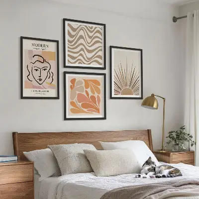 Moderní sada obrazů slunce s boho pastelovými tvary