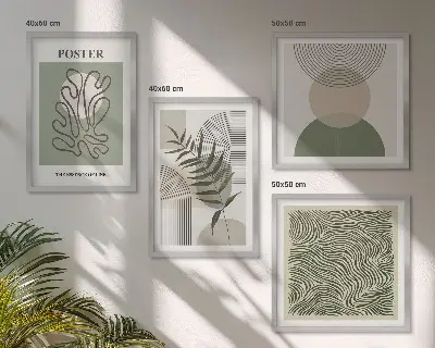 Dekorativní sada obrazů geometrické botanické vzory